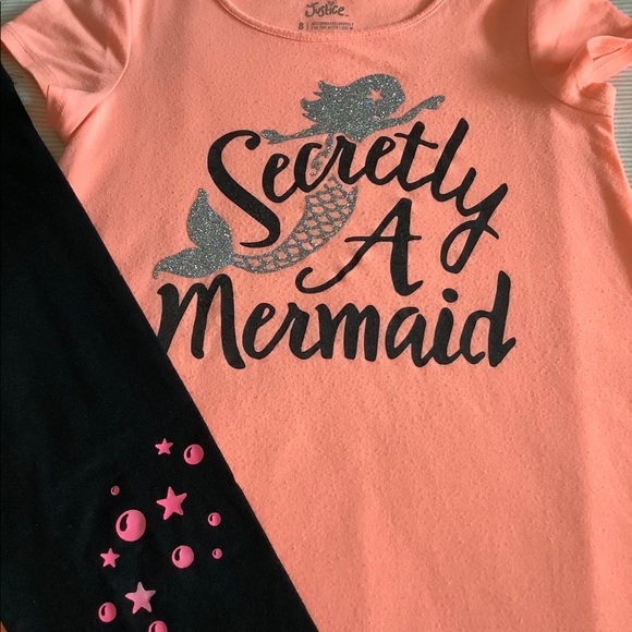 Girls Justice “Secretly A Mermaid” Top & Leggings - Picture 2 of 3